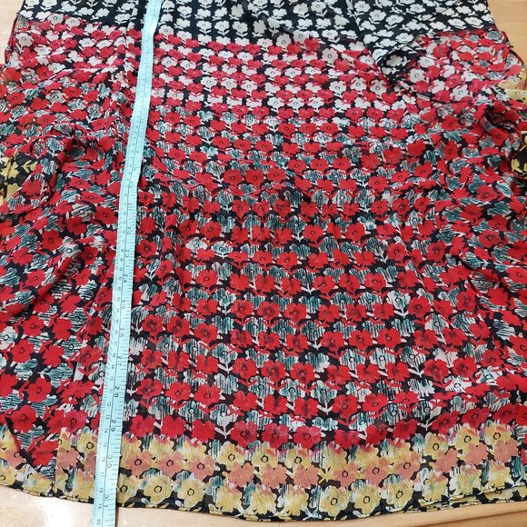 DKNYC Women Sheer Floral Pattern Tunic Blouse Elastic Waist Draped Sleeve Small - Picture 10 of 10